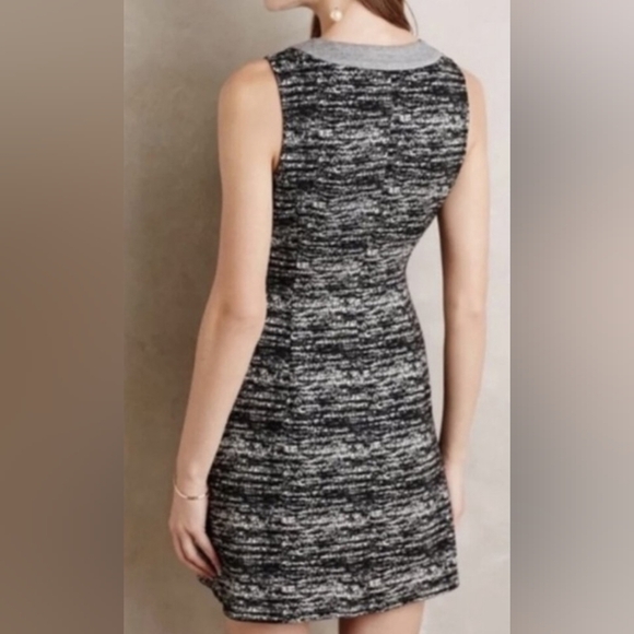 Anthropologie Tabitha Tema Dress Sheath Marled Stretch Knit In Grey And Black 8 - Picture 4 of 16